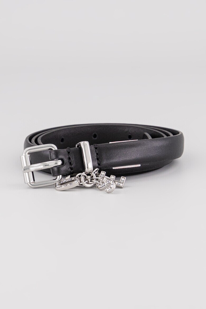 Diesel Тънък кожен колан Charm - Черен - Pepit.bg
