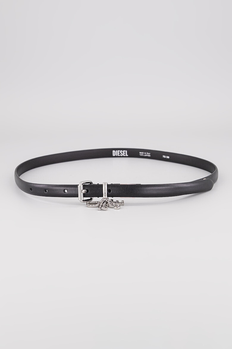 Diesel Тънък кожен колан Charm - Черен - Pepit.bg