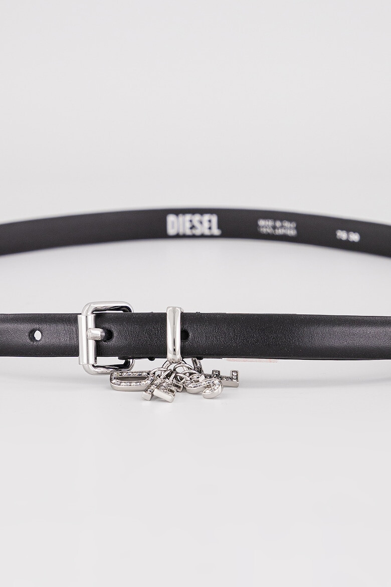 Diesel Тънък кожен колан Charm - Черен - Pepit.bg