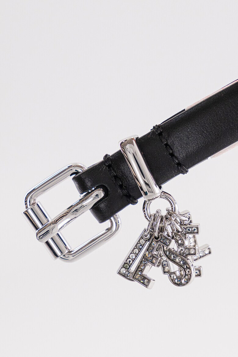 Diesel Тънък кожен колан Charm - Черен - Pepit.bg