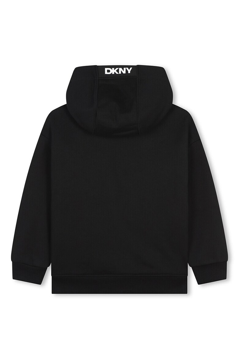 DKNY Худи с цип и паднали ръкави - Бял/Черен - Pepit.bg