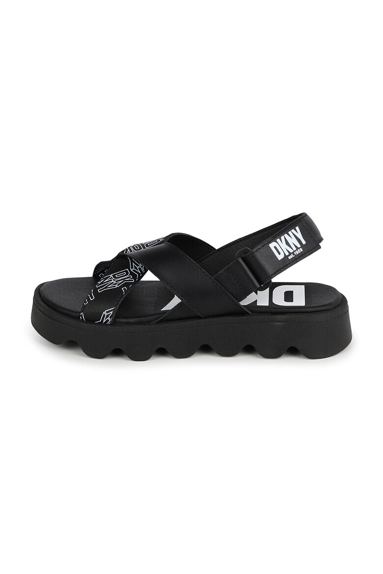 DKNY Кожени сандали с велкро и лого - Pepit.bg