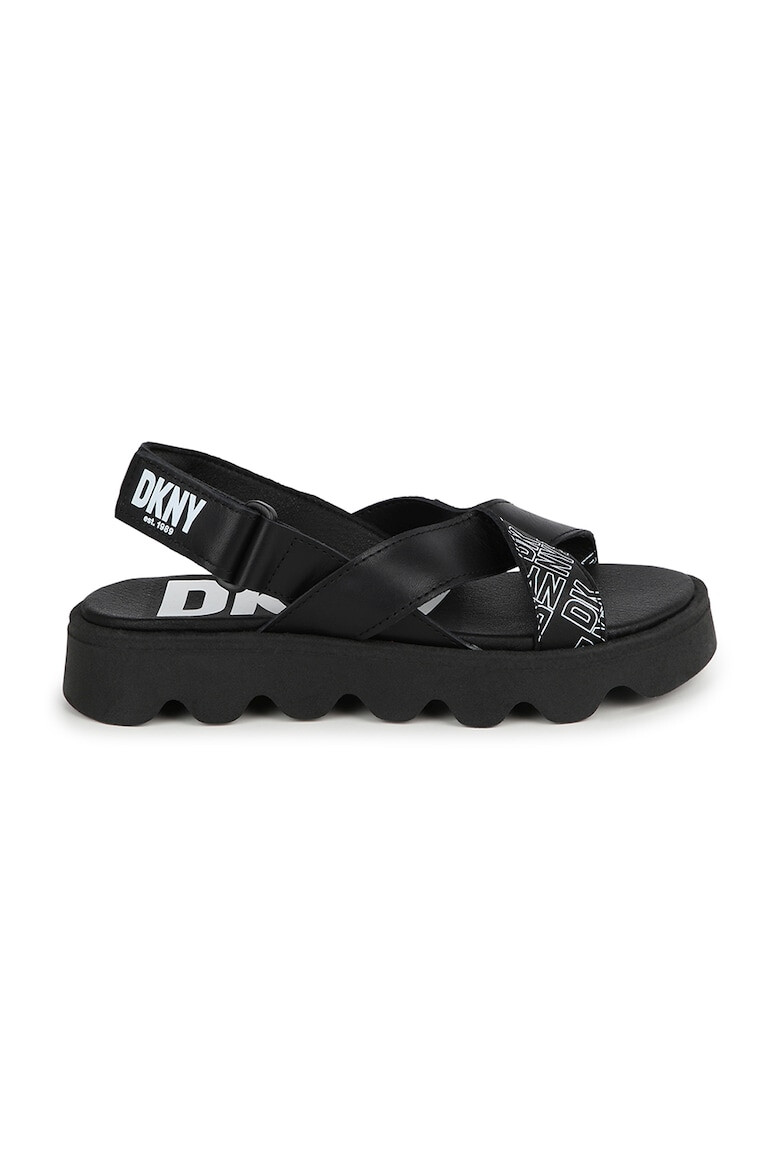 DKNY Кожени сандали с велкро и лого - Pepit.bg