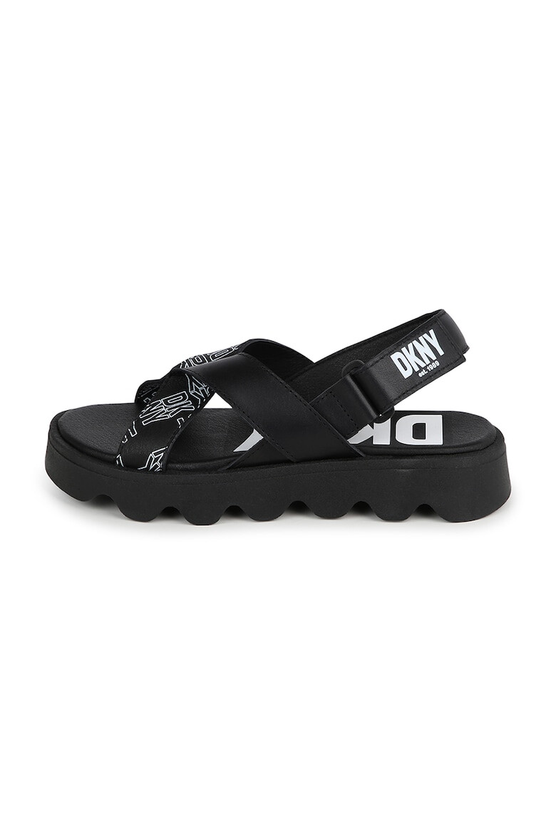 DKNY Кожени сандали с велкро и лого - Pepit.bg