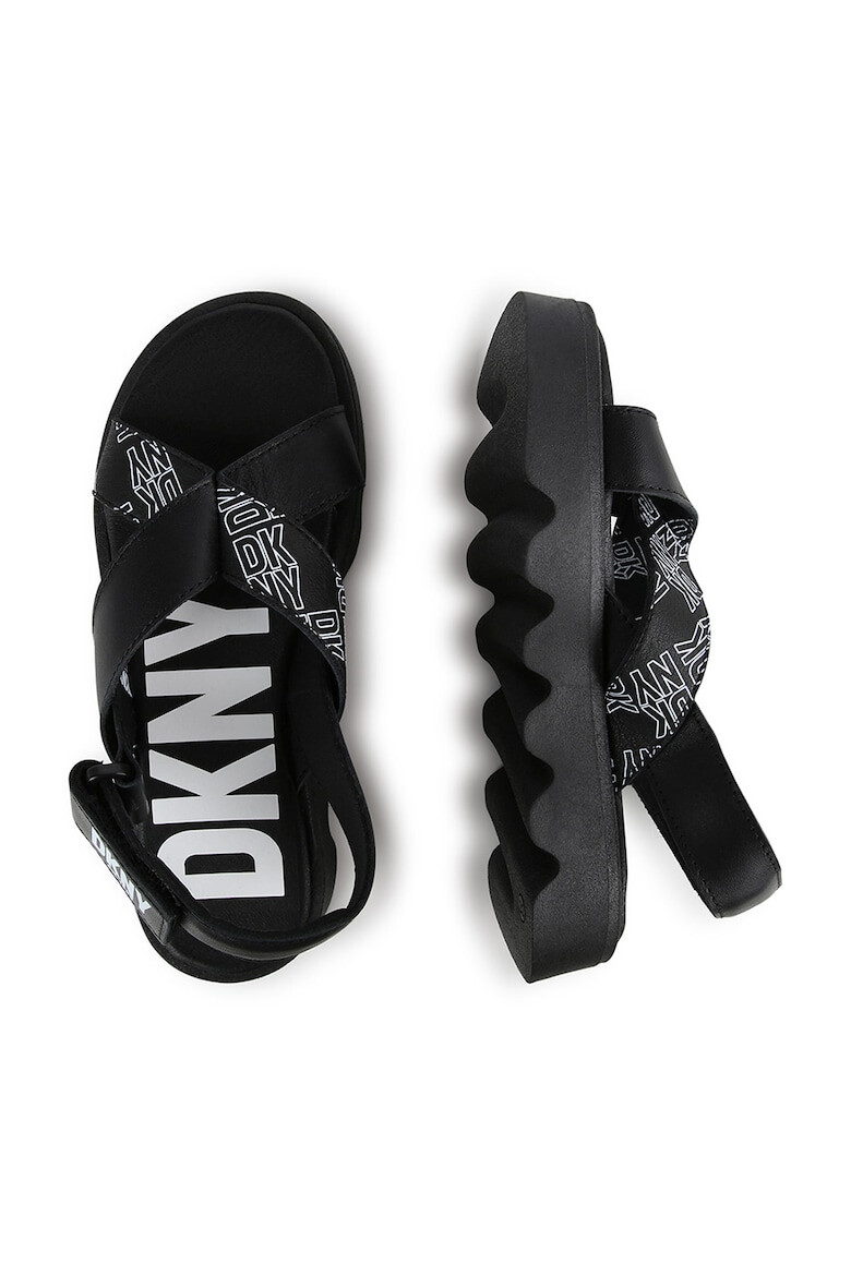 DKNY Кожени сандали с велкро и лого - Pepit.bg