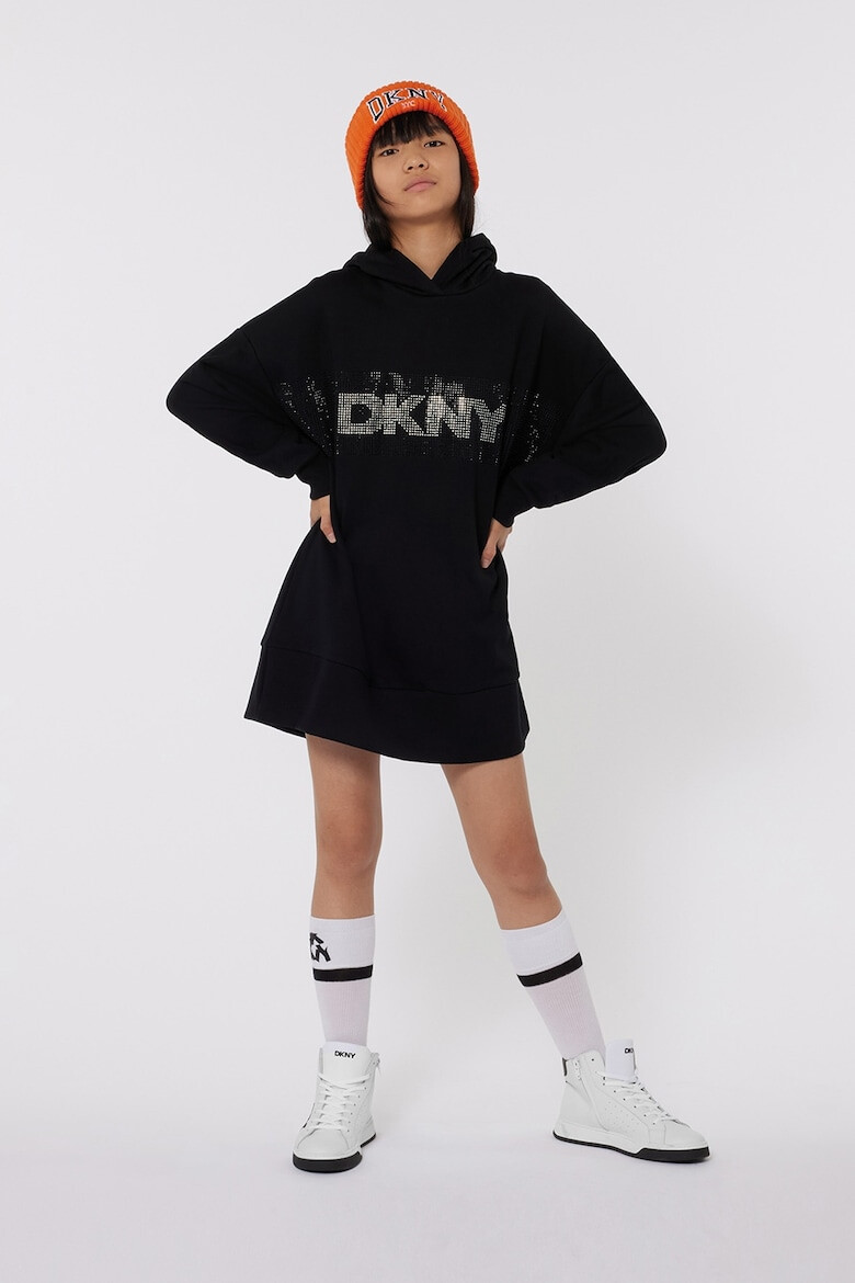 DKNY Къса рокля тип худи с циркони - Pepit.bg