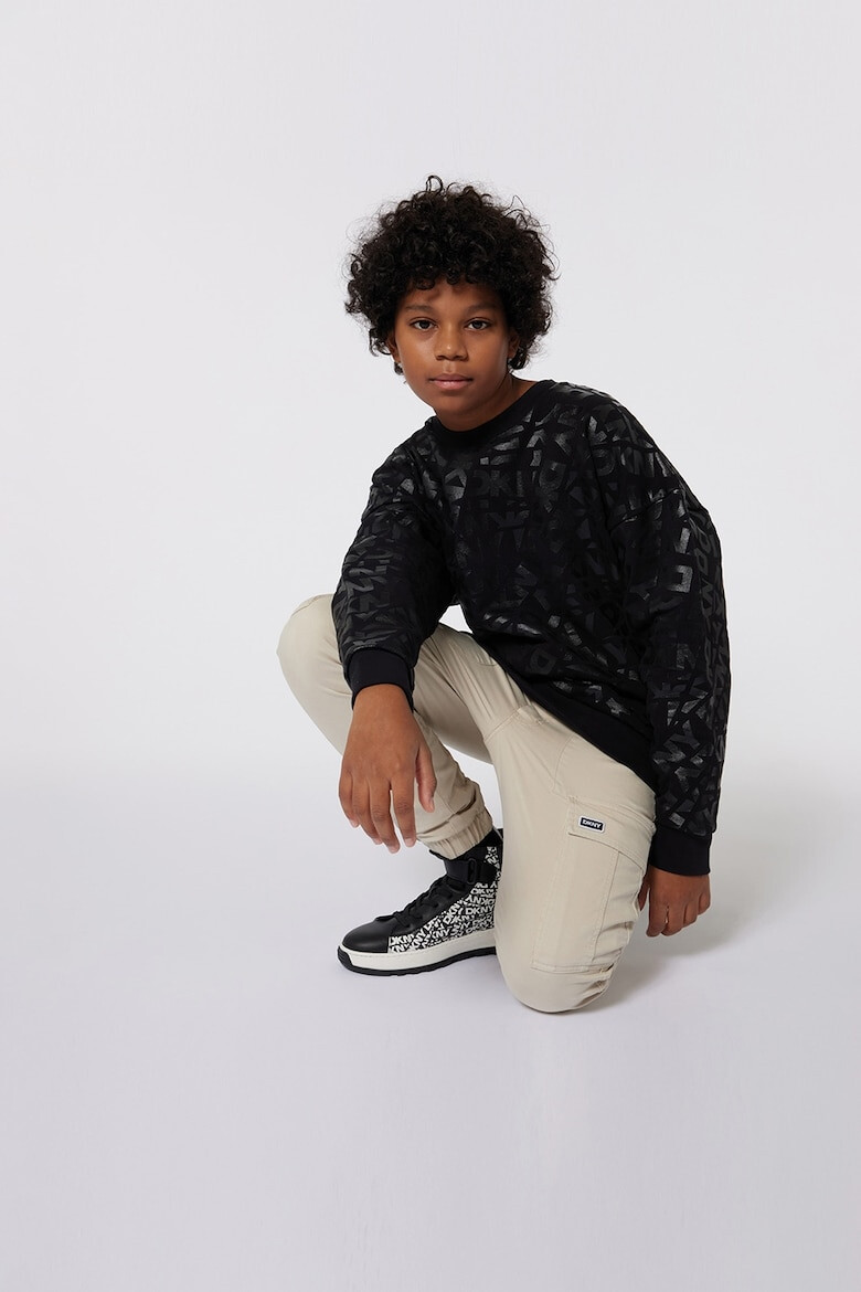 DKNY Памучен суитшърт с лого - Черен/Сив - Pepit.bg