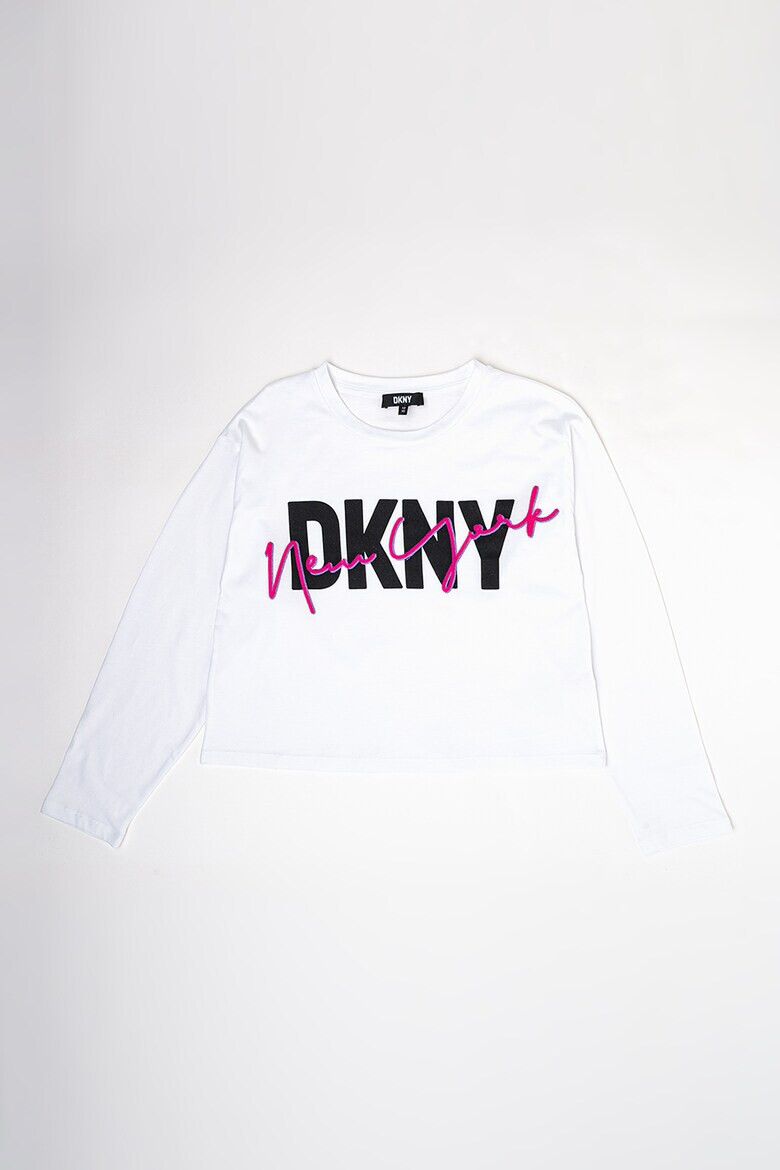 DKNY Памучна блуза с лого - Pepit.bg