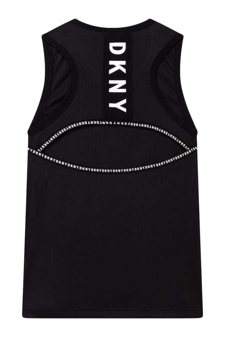 DKNY Рипсен топ с лого и отвор отзад - Pepit.bg