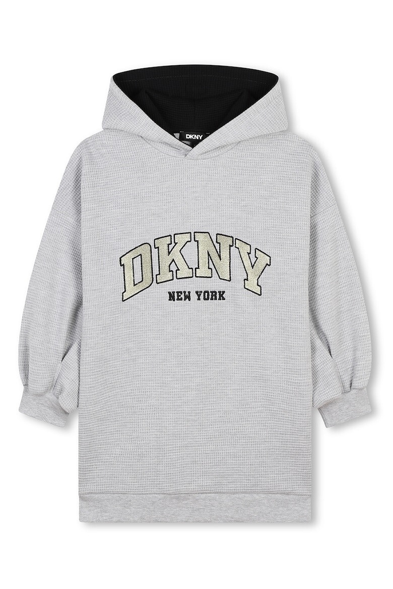 DKNY Рокля тип худи с лого - Светлосив меланж - Pepit.bg