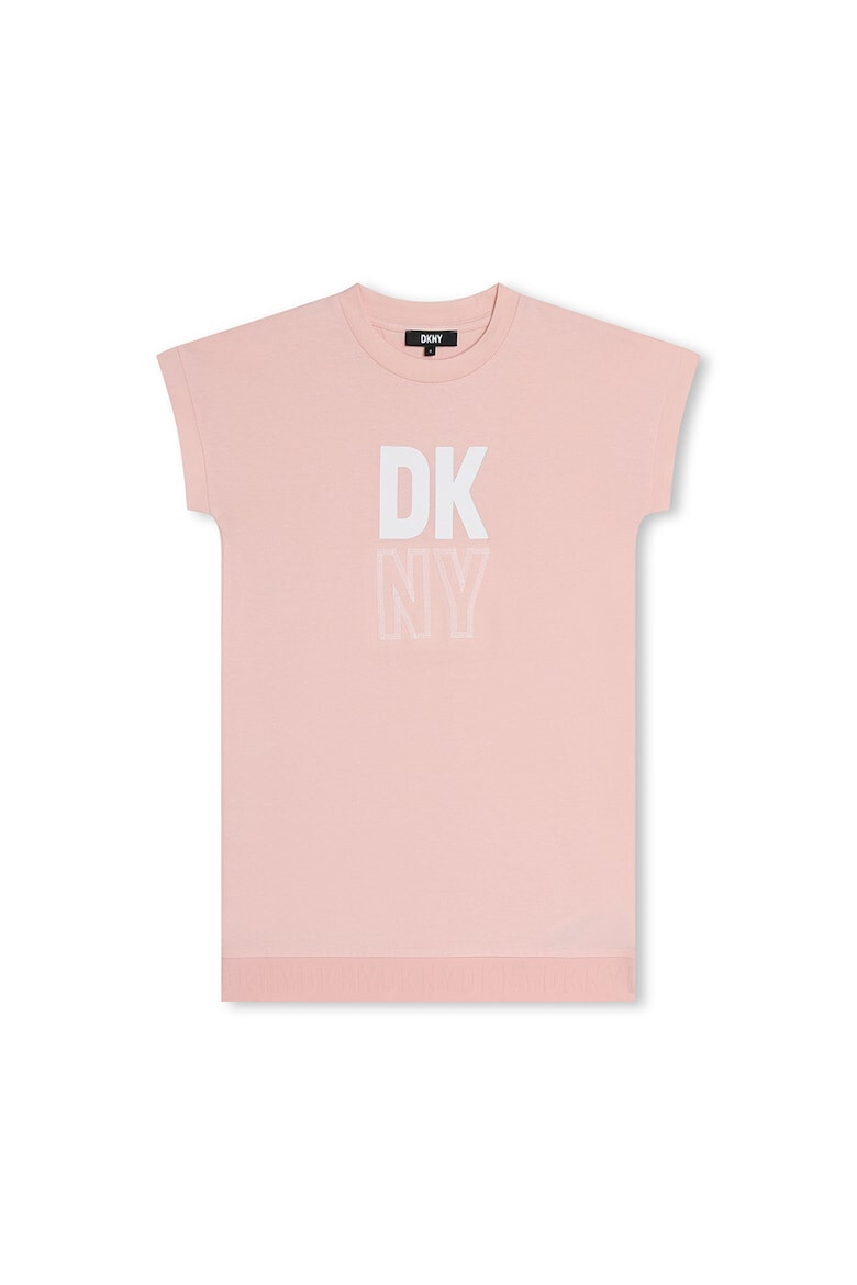 DKNY Рокля тип тениска с лого - Прашно розово - Pepit.bg