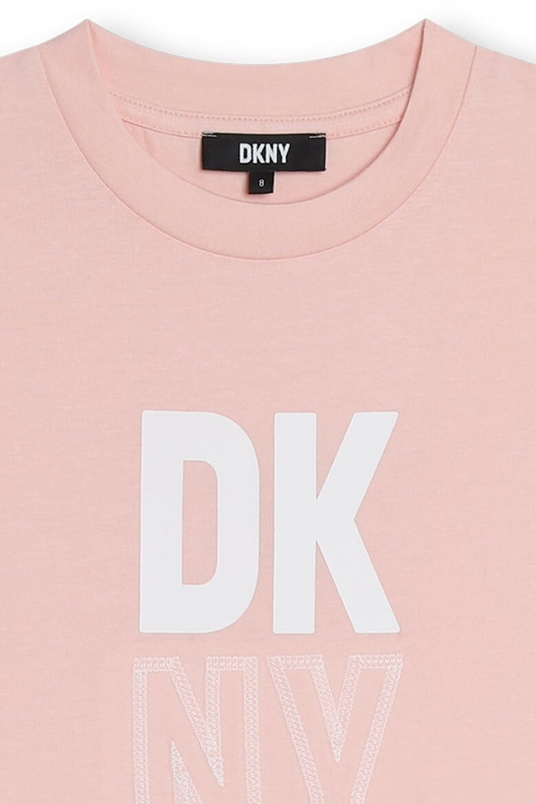 DKNY Рокля тип тениска с лого - Прашно розово - Pepit.bg