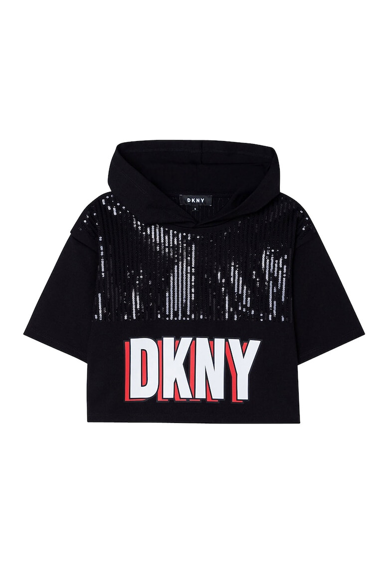 DKNY Худи с дизайн 2 в 1 и апликирани пайети - Pepit.bg