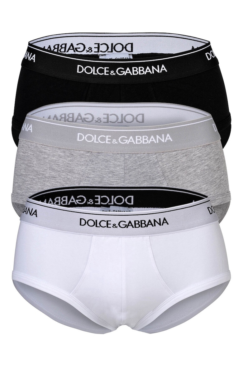 Dolce  Gabbana Слипове с лого - 3 чифта - Бял/Черен/Сив - Pepit.bg
