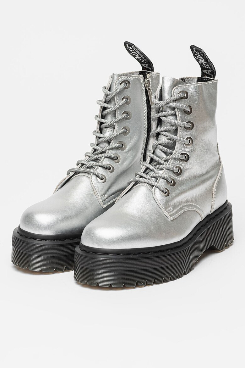 Dr Martens Кожени боти Jadon с равна платформа - Сребрист - Pepit.bg