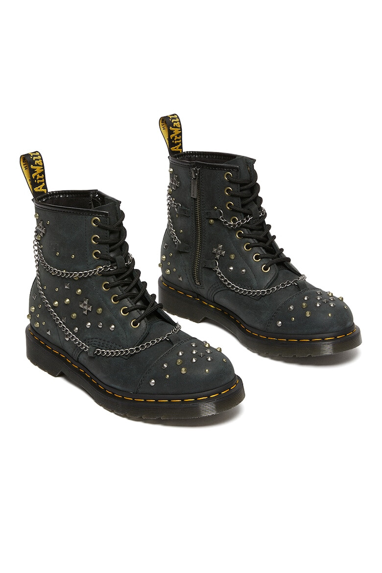 Dr Martens Кожени боти с капси и декоративни верижки - Pepit.bg