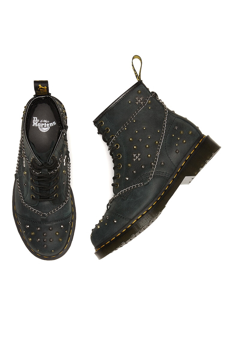 Dr Martens Кожени боти с капси и декоративни верижки - Pepit.bg