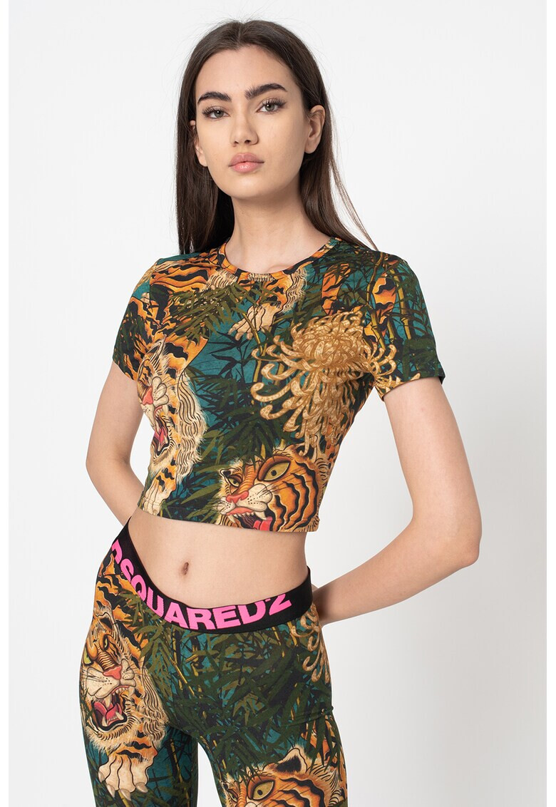 Dsquared2 Къса домашна тениска с модал и десен - Pepit.bg