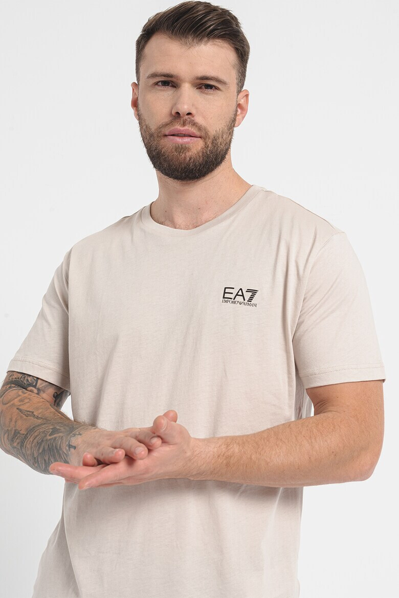 EA7 Памучна тениска с овално деколте - Pepit.bg