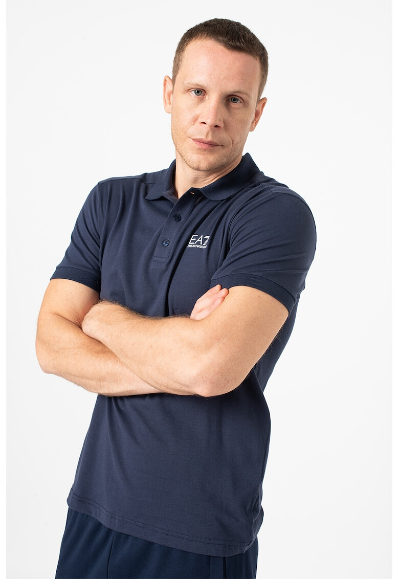 EA7 Памучна тениска с яка и лого - Pepit.bg