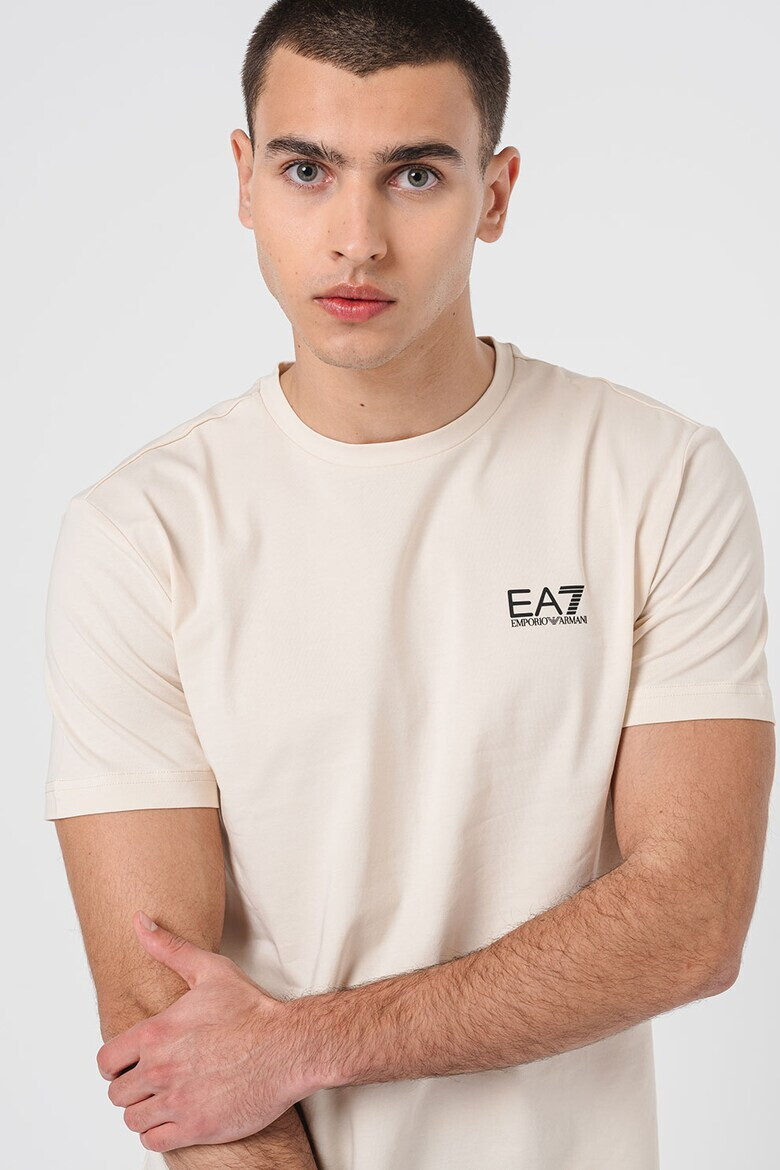 EA7 Тениска с лого - Черен/Крем - Pepit.bg