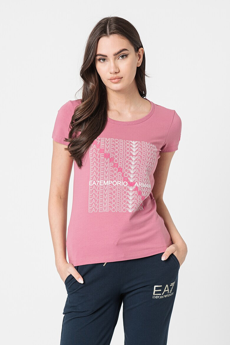 EA7 Тениска с овално деколте и лого - Pepit.bg