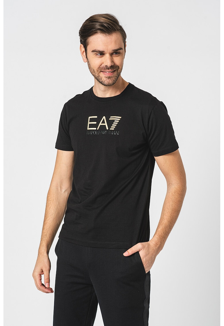 EA7 Тениска с овално деколте и лого - Pepit.bg