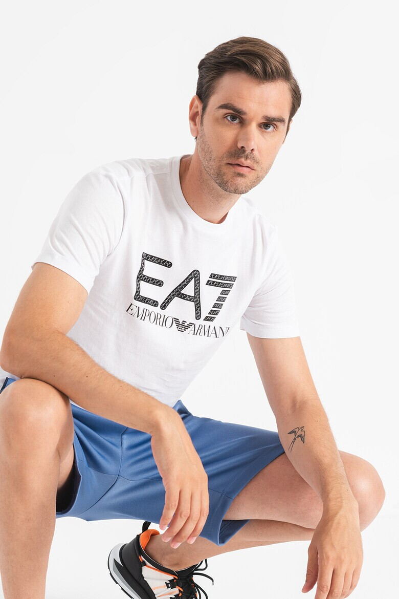 EA7 Тениска с овално деколте и лого - Pepit.bg