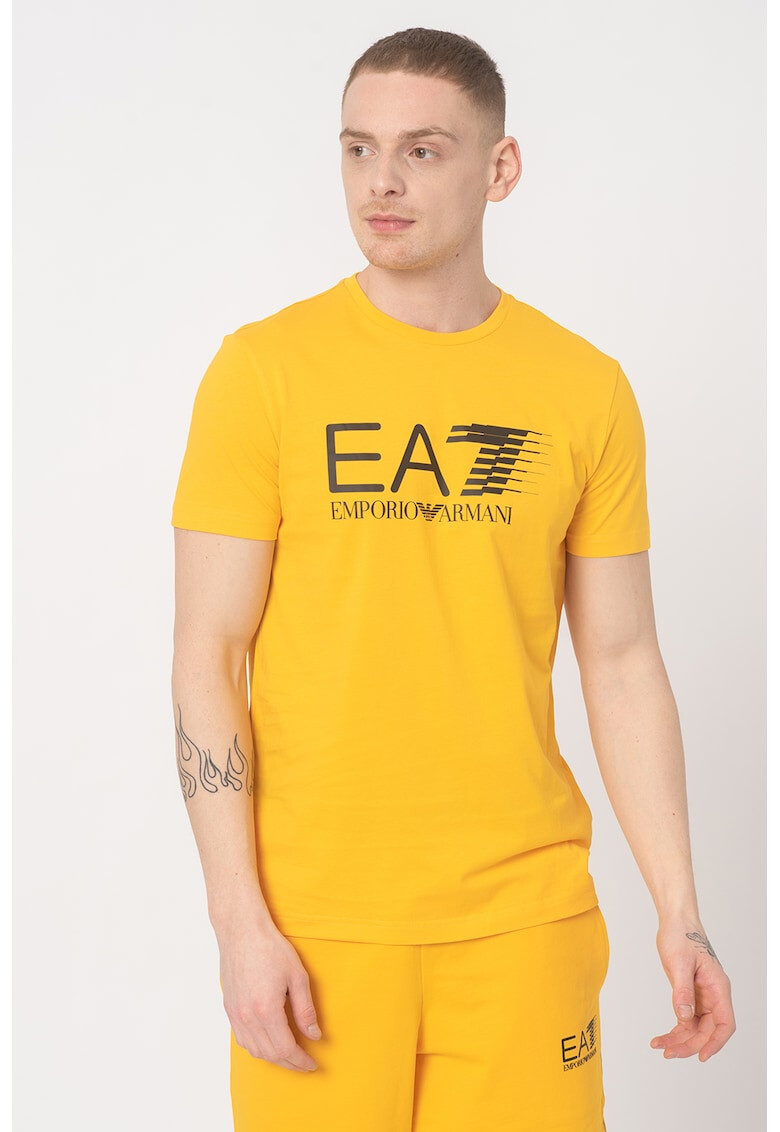 EA7 Тениска с овално деколте и лого - Pepit.bg