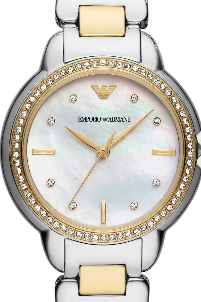 Emporio Armani Часовник от неръждаема стомана със седефен циферблат - Pepit.bg