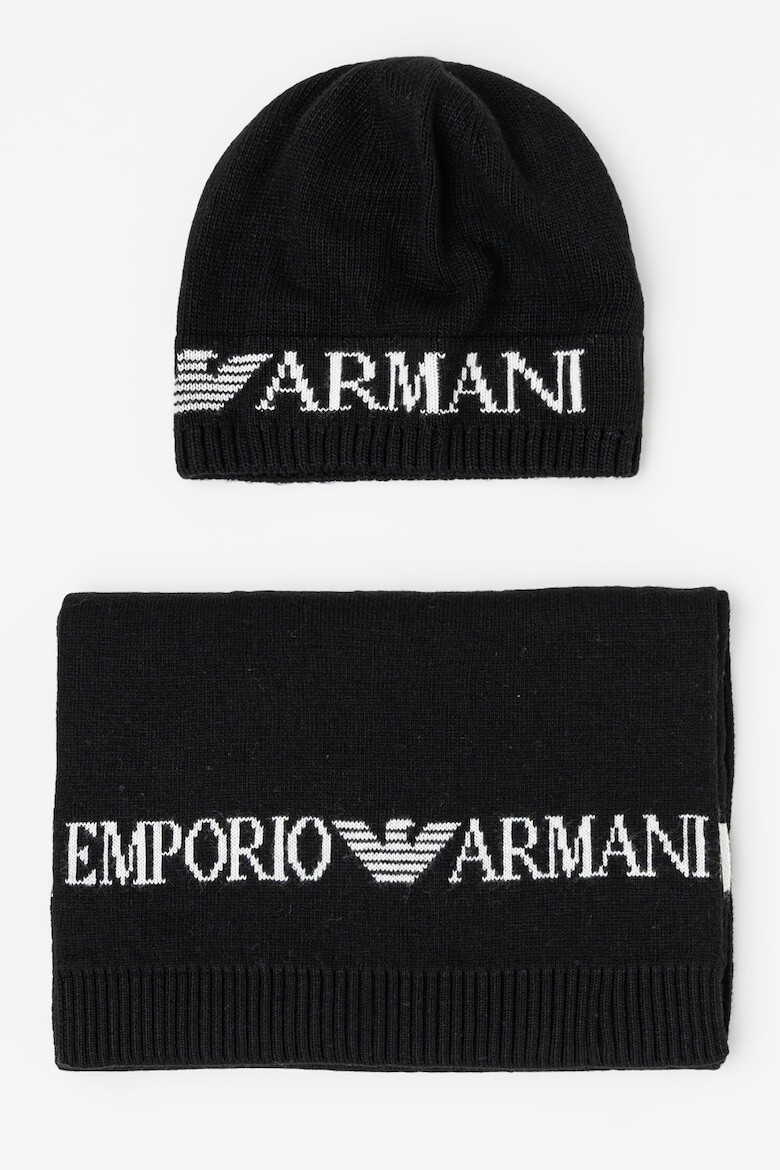 Emporio Armani Шапка с десен с лого и шал - Pepit.bg