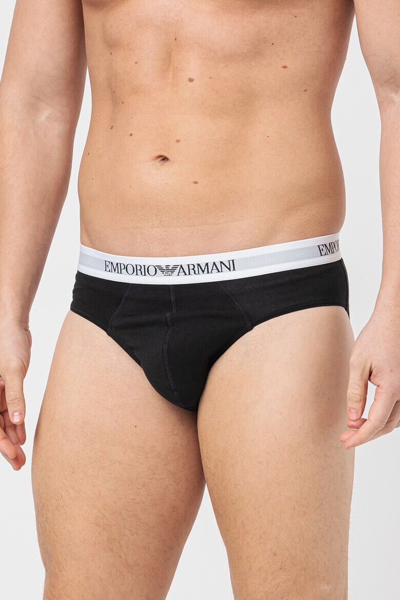 Emporio Armani Underwear Памучни слипове с лого - 3 чифта - Pepit.bg