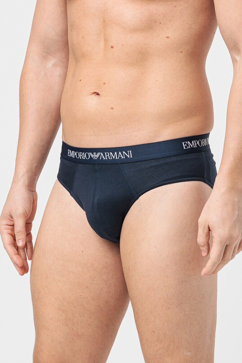 Emporio Armani Underwear Памучни слипове с лого - 3 чифта - Pepit.bg