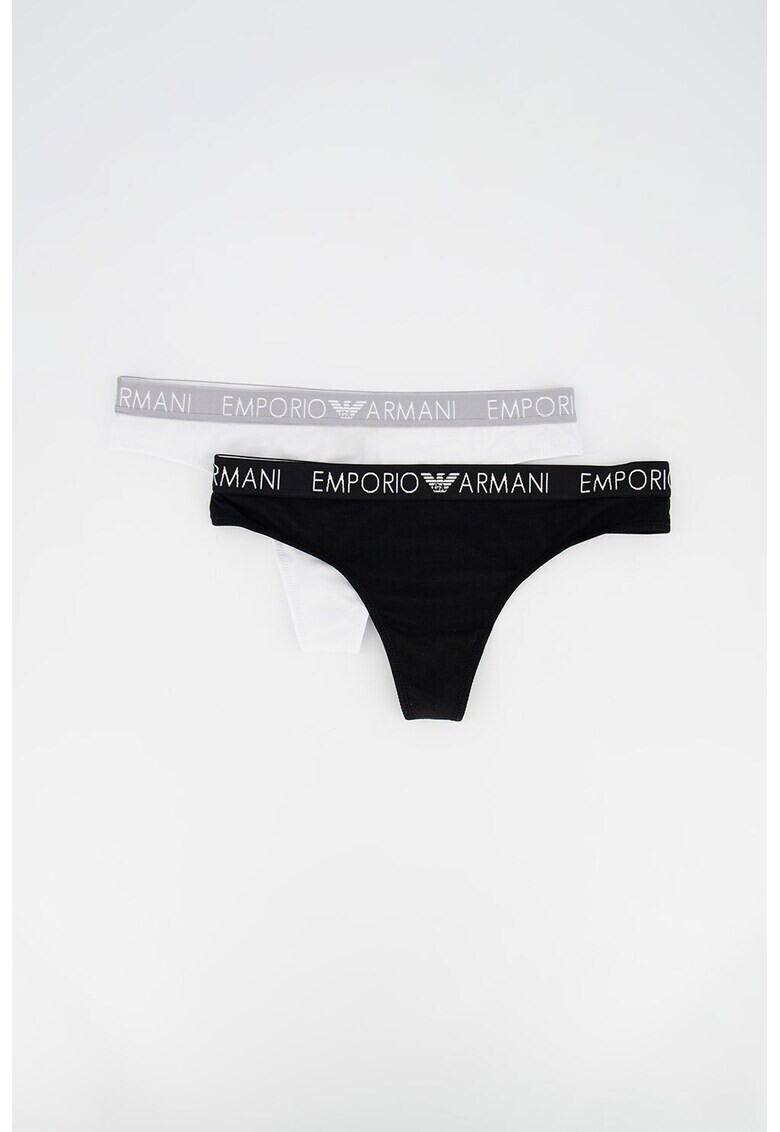 Emporio Armani Underwear Танга с еластична талия с лого - 2 чифта - Pepit.bg