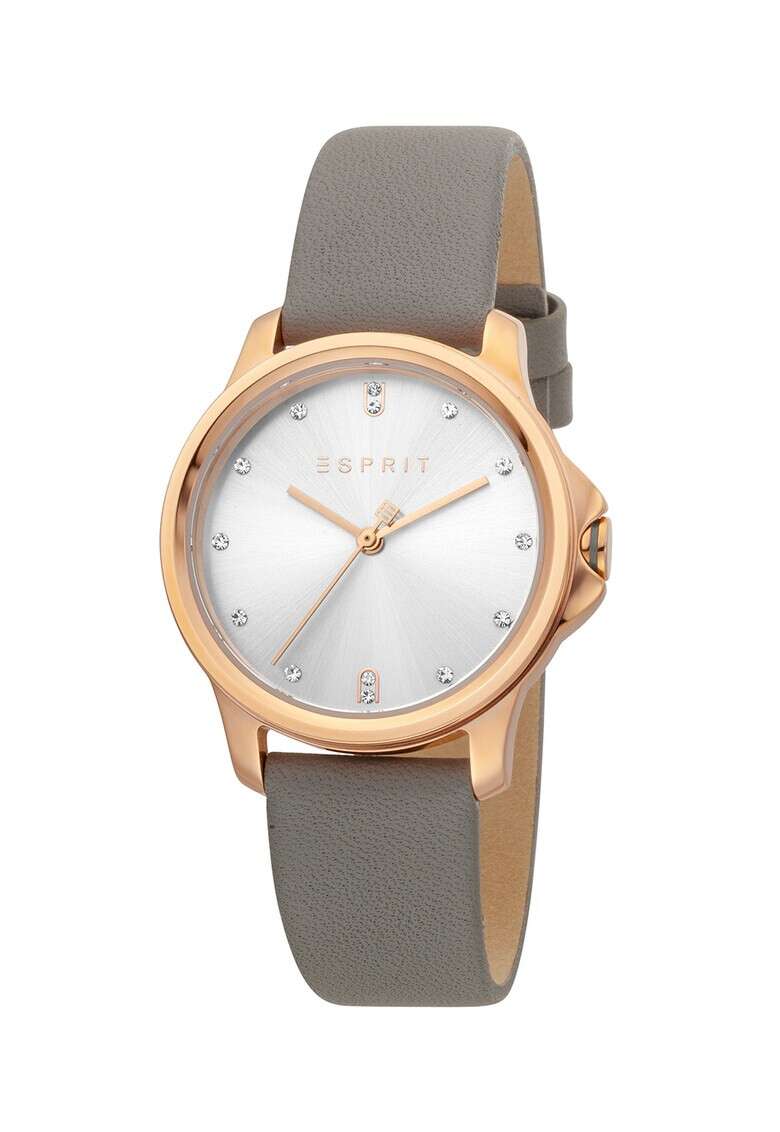 Esprit Часовник от инокс с кожена каишка - Pepit.bg