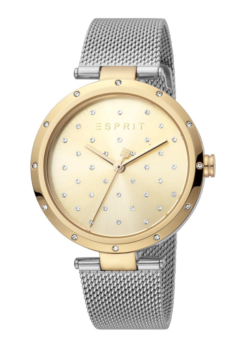 Esprit Двуцветен часовник с кристали - Pepit.bg