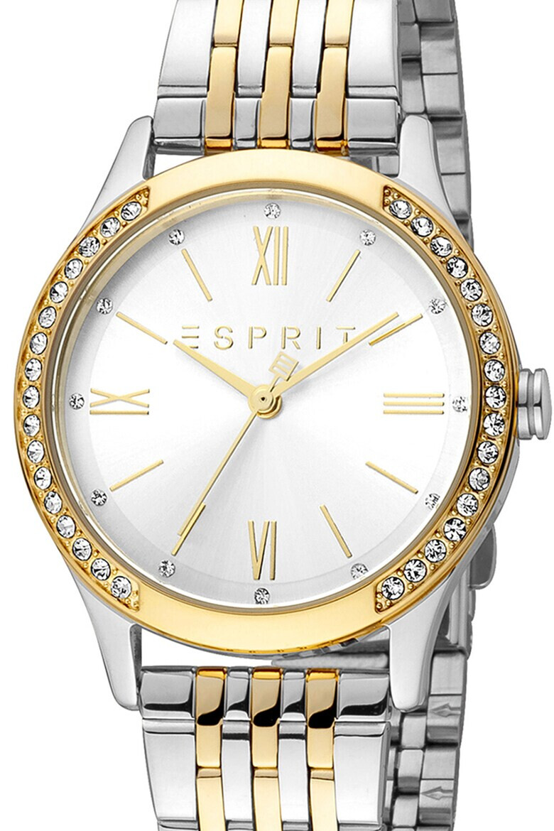 Esprit Двуцветен часовник с кристали - Pepit.bg