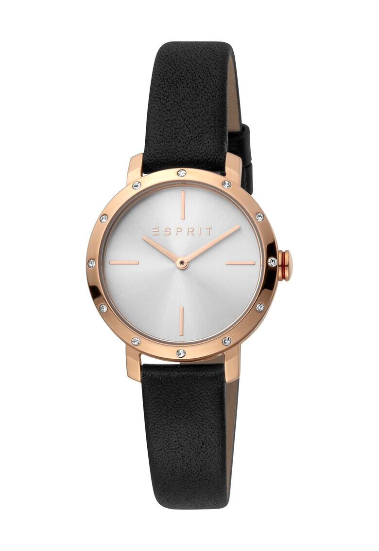 Esprit Иноксов часовник с кожена каишка - Pepit.bg