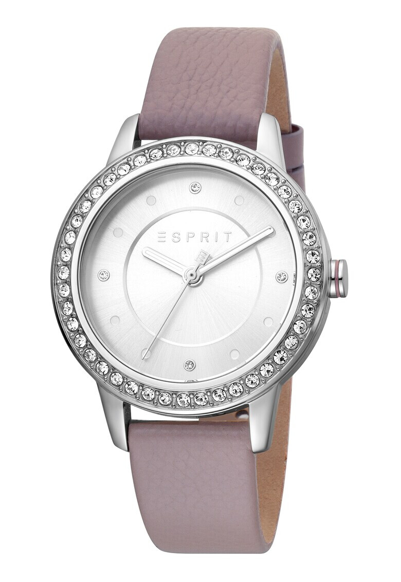 Esprit Иноксов кварцов часовник с кожена каишка - Pepit.bg