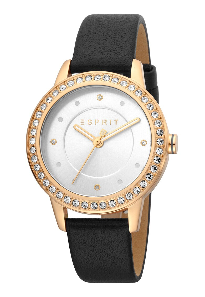 Esprit Иноксов кварцов часовник с кожена каишка - Pepit.bg