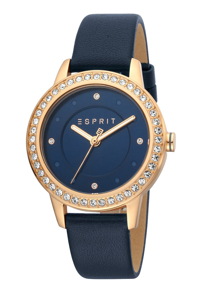 Esprit Иноксов кварцов часовник с кожена каишка - Pepit.bg