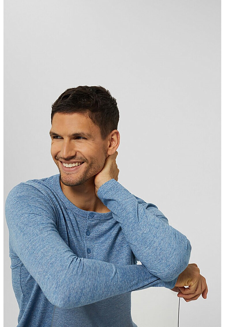 Esprit Памучна блуза с деколте Henley - Pepit.bg