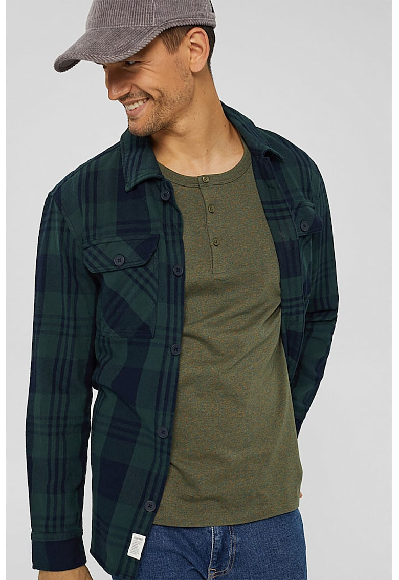 Esprit Памучна блуза с деколте Henley - Pepit.bg