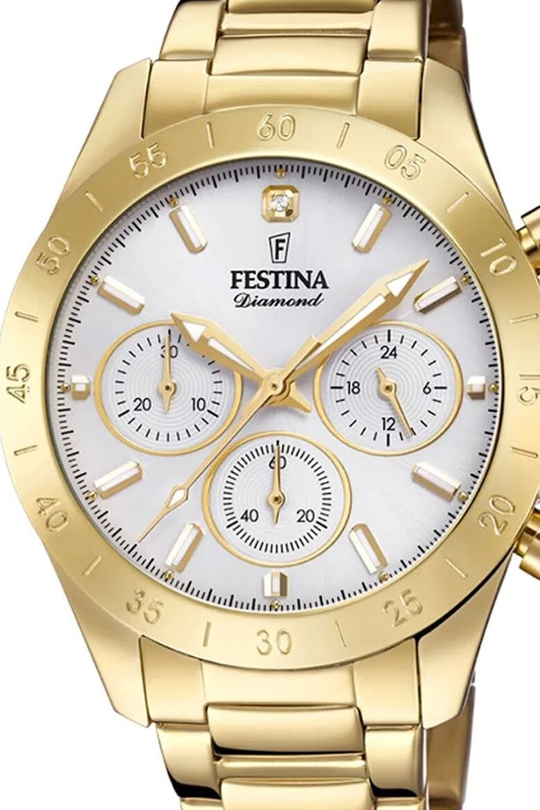 Festina Часовник от неръждаема стомана с хронограф и диамант - Pepit.bg