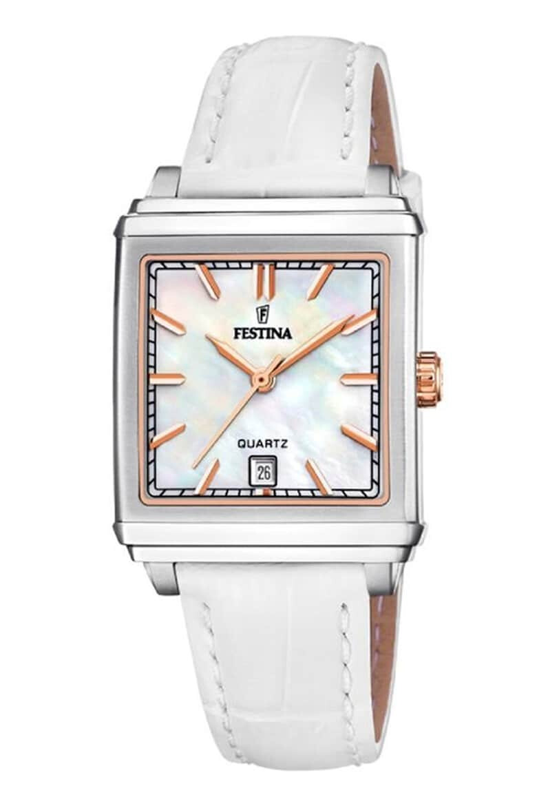 Festina Квадратен часовник с кожена каишка - Pepit.bg