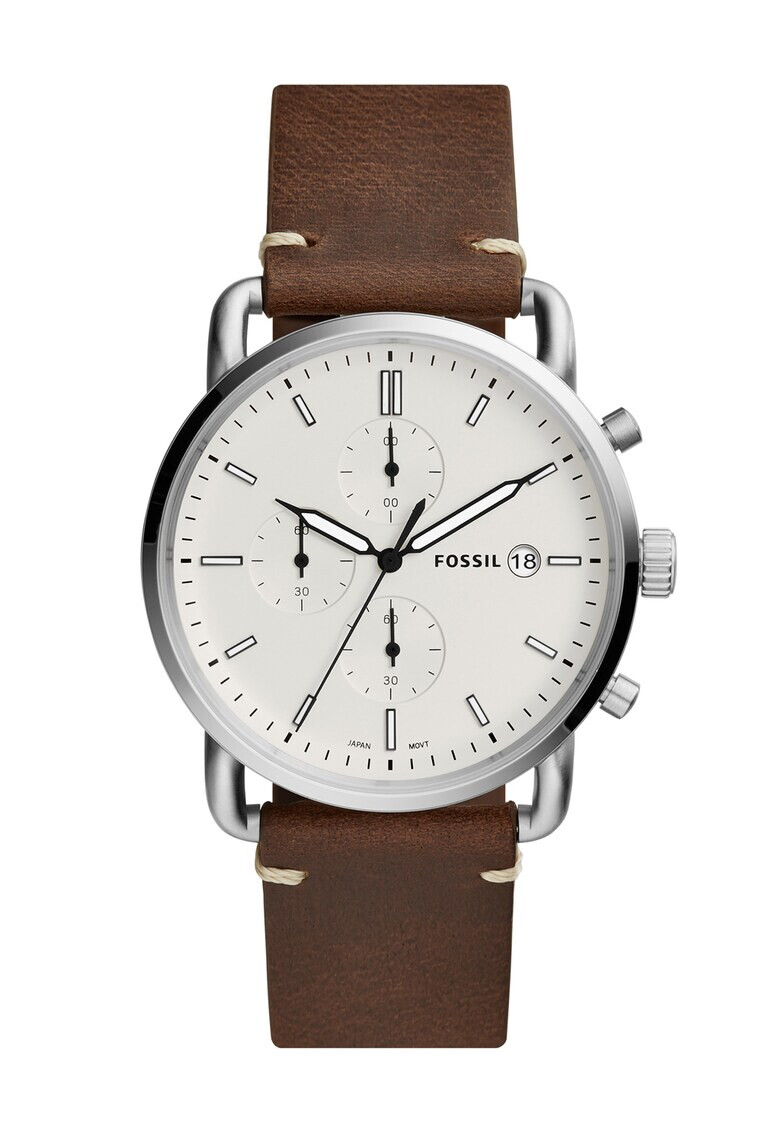Fossil Часовник Commuter с кожена каишка - Pepit.bg