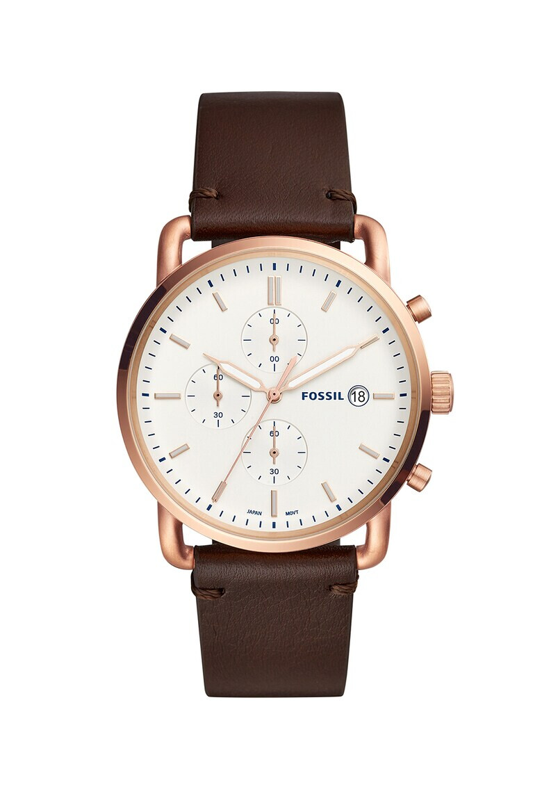 Fossil Часовник с кожена каишка - Pepit.bg