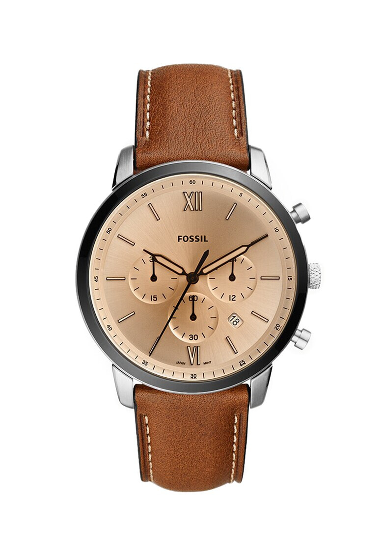Fossil Часовник с кожена каишка - Pepit.bg