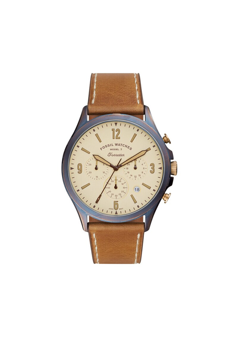 Fossil Часовник с кожена каишка - Pepit.bg