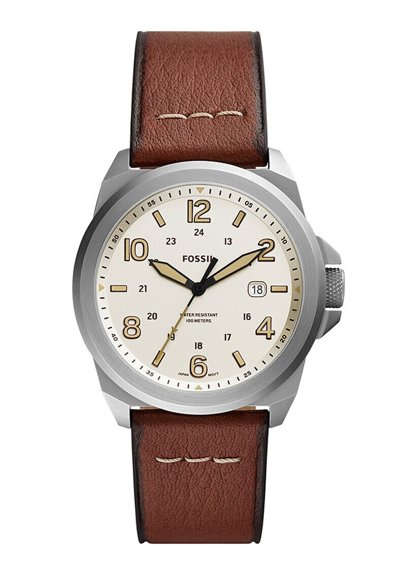 Fossil Часовник с кожена каишка - Pepit.bg